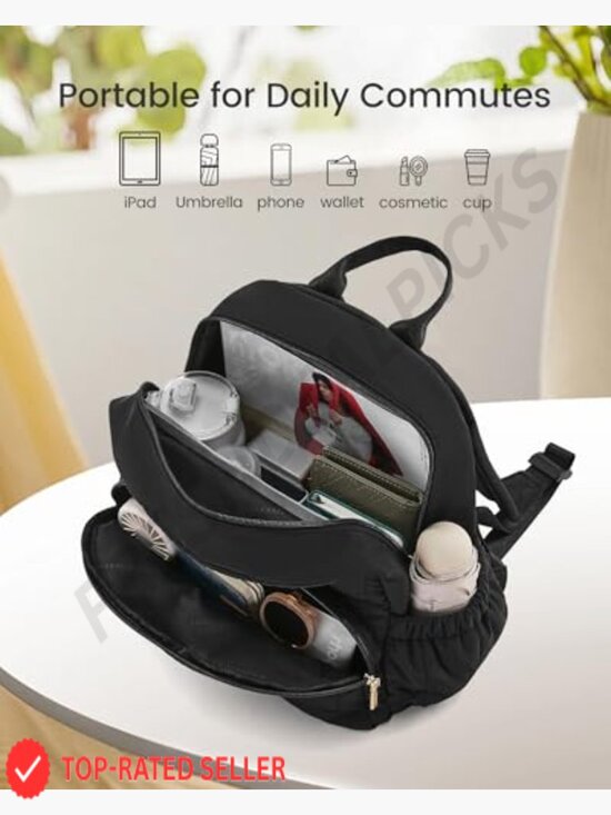 Mini Quilted Puffer Backpack Lightweight Casual Daypack with Anti-theft Pocket main image 4